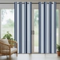 thumbnail image 3 of Outdoor Curtains for Patio Waterproof, Navy Blue Windproof Pravicy Outside Porch Blackout Curtain, Modern White Geometric Vertical Stripes Sun Blocking Grommets Curtains for Cabana 2 Panels 54"x84", 3 of 9