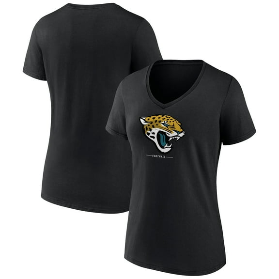 Women's Black Jacksonville Jaguars Logo Team Lockup V-Neck T-Shirt