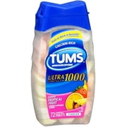 TUMS Ultra 1000 Tablets Assorted Tropical Fruit 72 Tablets (Pack of 2)