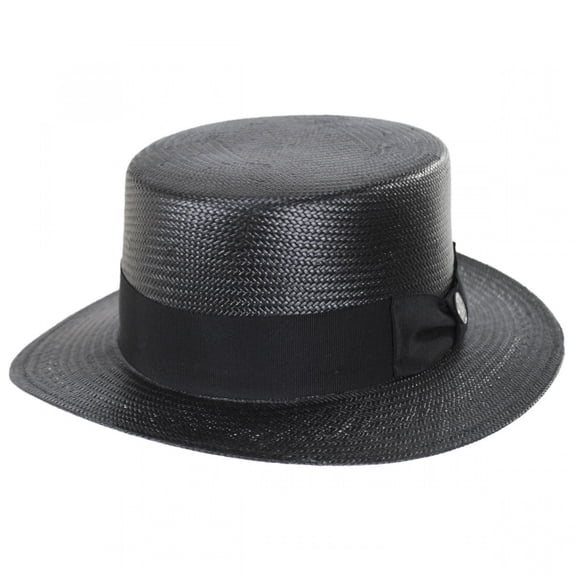 Keeneland Shantung Straw Skimmer Hat - Black - S - Black