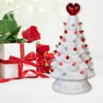 thumbnail image 6 of Valentine's Day Ceramic Tree 6.7in Lighted White Christmas Tree with Heart Topper and 2 Colors LED Bulbs Battery Operated Xmas Tree Tabletop Centerpiece Decoration, 6 of 8