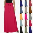 thumbnail image 5 of Dvprdro Fashionable Summer Long Maxi Skirts for Women Loose Casual Solid Elastic Waist Swing Flowy Skirts Coffee Sizes 3XL, 5 of 5