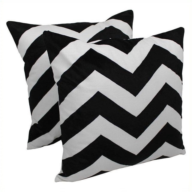 Blazing Needles Indian Chevron Throw Pillow in Black and Ivory