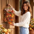 thumbnail image 7 of Artificial Fall Wreaths for Front Door,Autumn Wreath with Pumpkin and Maple Leaves Thanksgiving Artificial Flowers Wreath，Fall Decorations for Home Front Porch Yard Window Farmhouse Decor, 7 of 7