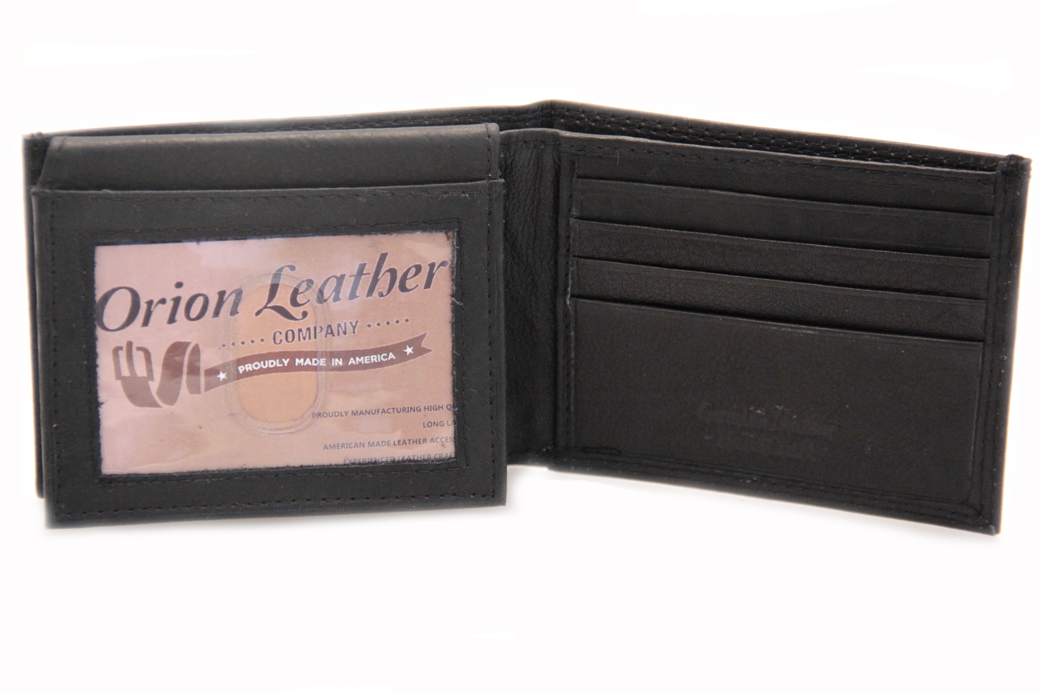 12 Card Slots Bifold Genuine Leather Black Compact Wallet with Inner Flap
