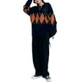 thumbnail image 6 of Seyurigaoka Women Argyle Print Sweater, Round Collar Long Sleeve Knitwear, 6 of 8