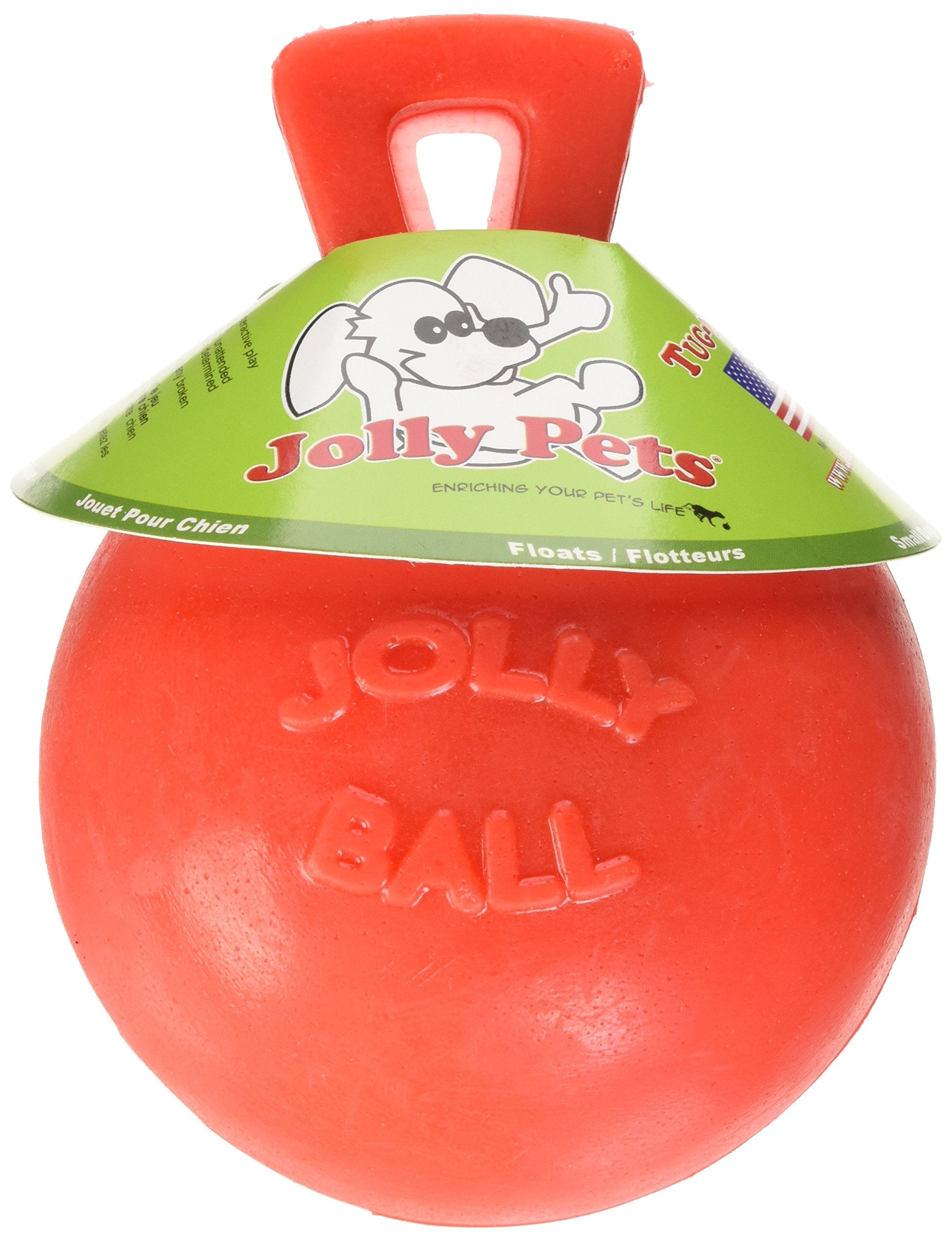 Jolly Pets Tug N Toss Durable Dog Toy Ball with Handle Launcher Thrower 4.5 Inches Red Walmart