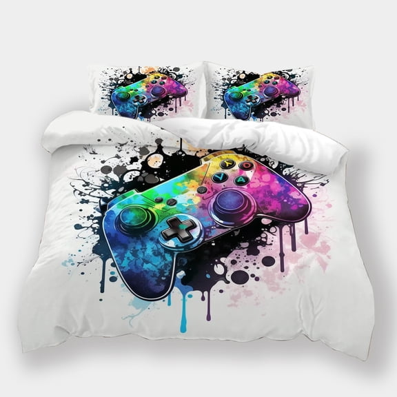 Home Textiles Colorful Game Handle Printed Bedspreads Teen Adult Creative Duvet Cover Set,King (90"x104")