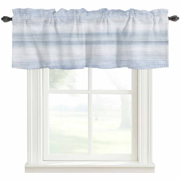 Valances for Windows, Blue Ombre Light Filtering Window Treatment Valances for Living Room/Bedroom/Bathroom Windows, Modern Gradient Abstract Art 42"x 18" Rod Pocket Kitchen Curtains
