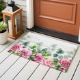 thumbnail image 4 of 2x3 Ft Entryway Area Rug, Spring Pink Roses Kitchen Rug Runner Washable Floor Mat, Pastoral Eucalyptus Leaves Gray Wooden Non Slip Indoor Door Mat Throw Carpet for Bathroom Living Room Bedroom, 4 of 8