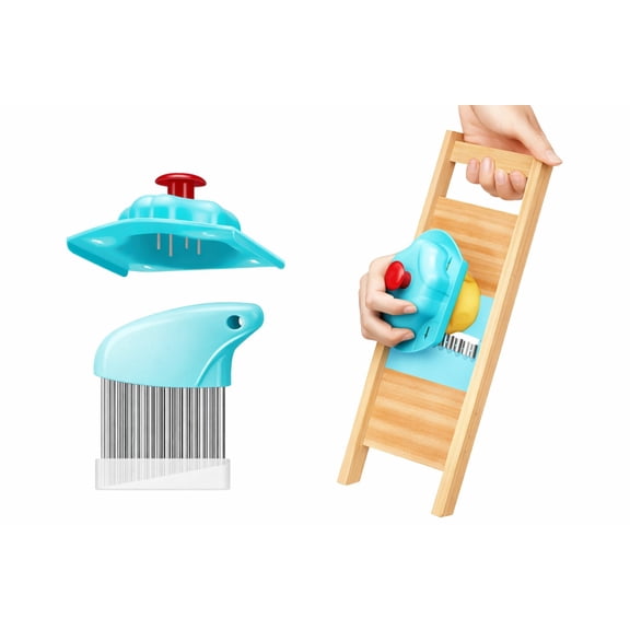 Lsupdaol 3 Pcs Waffle Fry Cutter Set Crinkle Cutter for Potatoes French Fry Lattice Maker Carrot Wavy Chopper Slicer Stainless Steel Knife with Protective Cover