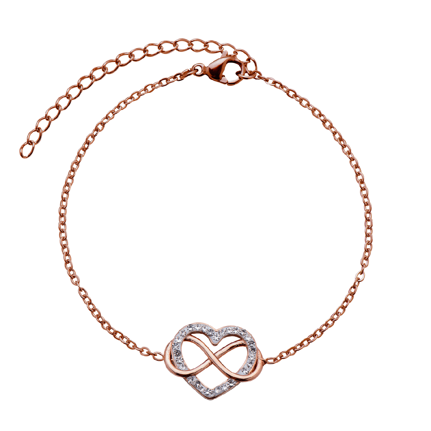 Clearine Braccialetto con lettera e zirconi cubici personalizzabile, con simbolo infinito, per donne e ragazze, 18 cm, Ottone Zirconia cubica