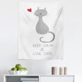 thumbnail image 1 of Keep Calm Tapestry, Grey Cat Sitting with Red Heart and Hand Drawn Words Keep Calm Love Cats, Fabric Wall Hanging Decor for Bedroom Living Room Dorm, 5 Sizes, Grey Red Yellow, by Ambesonne, 1 of 1