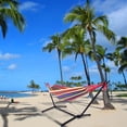 thumbnail image 3 of Hammock with Stand, Brazilian Style Hammock Bed with 8.6ft Heavy Duty Steel Stand and Carrying Bag, Portable Double Hammock for Patio Balcony Deck Indoor Outdoor, Max Load 330lbs, Easy Set Up, K2197, 3 of 9