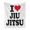 thumbnail image 1 of Jiu Jitsu Soft Flannel Fleece Throw Blanket, I Love Jui Jitsu Themed Modern Typography Design with a Heart, Cozy Plush for Indoor and Outdoor Use, 70" x 90", Black White Dark Coral, by Ambesonne, 1 of 6