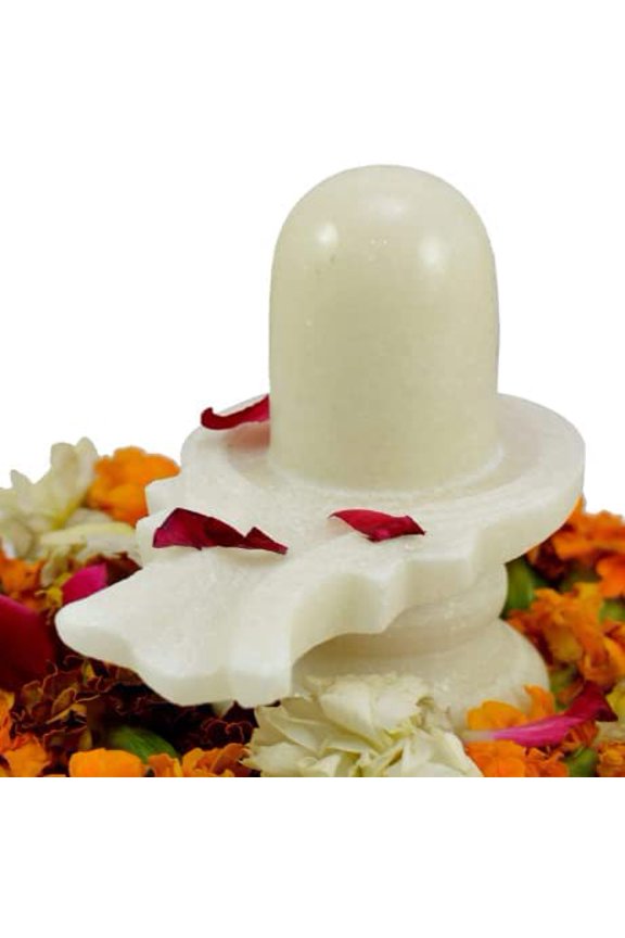 Shivling (Approx. 3 Inches) White Marble Stone Shivalingam