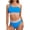 Blue, variant on Women High Waisted Bikini Sets Two Piece Sporty High Cut Swimsuits Color Block Tummy Control Bathing Suit