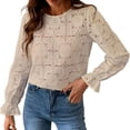 thumbnail image 5 of QASIEATN Sweatshirt for Graceful Ladies Fashion, Blouses Casual Long Sleeve Shirts Flower Lace Tops Trendy Summer Outfits Fall Fashion , Womens Fall Tops, 5 of 9