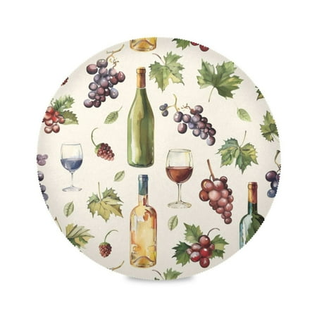 

Round Plate Mat 15.4x15.4 Inchesx6 Placemat Table Mat Kitchen Mat Coffee Mat Fabric Thick Strong Wear-Resistant Heat Resistance Wine Bottle