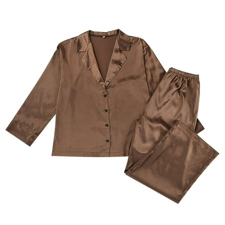 

Women S Two Piece Outfits Thin Home Imitation Silk Pajamas Foreign Trade Ice Silk Loose And Can Be Worn Outside Sets