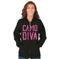 thumbnail image 5 of Camo Diva Cute Girly Hunting Season Zip Hoodie Sweatshirt Women Brisco Brands M, 5 of 6