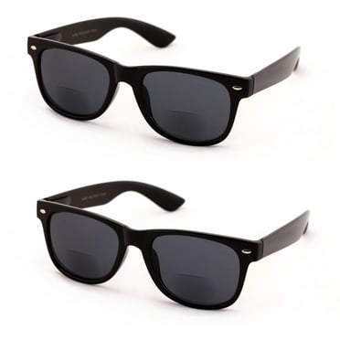 V.W.E Bifocal Reading Sunglasses, Black, Unisex (2 Pack)