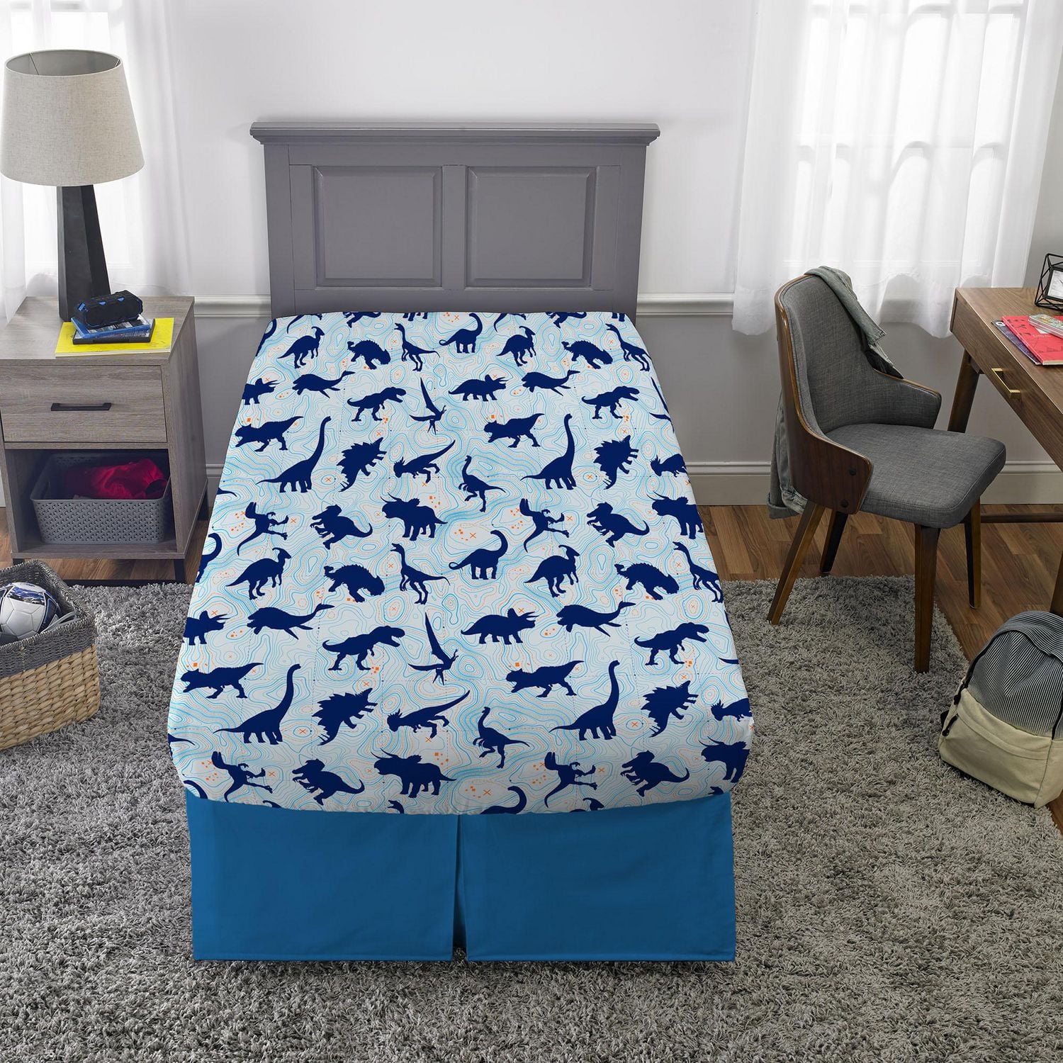 Ensemble de draps pour lit 1 place Monde Jurassique "Point de vue bleu"