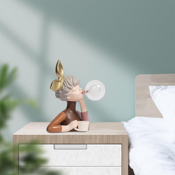 Luz nocturna, adorno para muebles, lámpara de noche decorativa para el hogar y dormitorio, ambiente cálido y acogedor, lámpara relajante nórdica para Estilo F