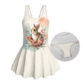 thumbnail image 6 of COEQINE Swim Dress for Girls with Skirt Bottom, U-Neck Tankini One Piece Swimsuit, Polyester Spandex Elegant Beach Swim Wear for Vacation, 8-9 Years, Easter Bunny Flower Basket, 6 of 8