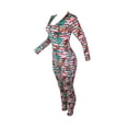 thumbnail image 5 of Liacowi Women Deep V-Neck Sleepwear Jumpsuit Romper Long Sleeve Christmas Print Button Jumpsuits Long Pants, 5 of 5