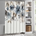 thumbnail image 6 of Blue Brown Spring Floral Shower Curtain Set, Waterproof Shower Curtains for Bathroom, Watercolor Summer Botanical Washable Fabric Cloth Bath Curtain for Bathtub Decoration with Hooks 66x72 Inches, 6 of 9