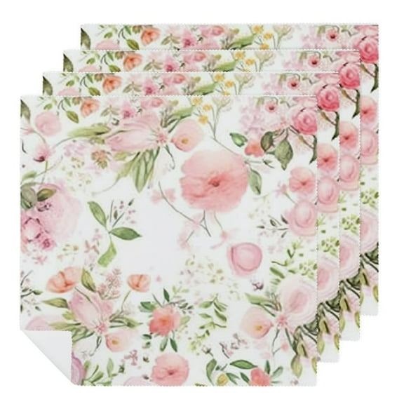 Qinduosi Floral Cloth Napkins Washable Dinner Napkins Napkins for Kitchen Party Wedding Restaurant Indoor Outdoor Botanical Fresh Spring Summer 2 PCS