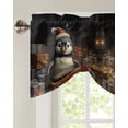thumbnail image 3 of Christmas Oil Painting Gift Penguin Window Curtain for Living Room Christmas Kitchen Cabinet Tie-up Valance Curtain Rod Pocket, 3 of 6