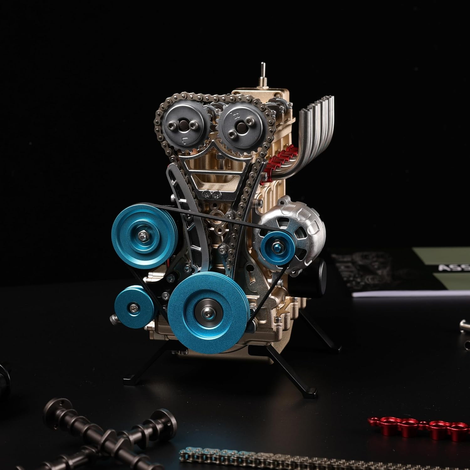 TECHING v4 Engine Model kit Full Metal Model Engine Assembly Kit Kids Run Adults 350+Pcs Assembly time 4 Hours DIY Toy Gift