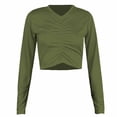 thumbnail image 1 of Timegard Hauts Courts pour Femmes Manches Longues Col Rond Froncé Slim Confortable Tee Décontracté pour Sortir Blouse, 1 of 3