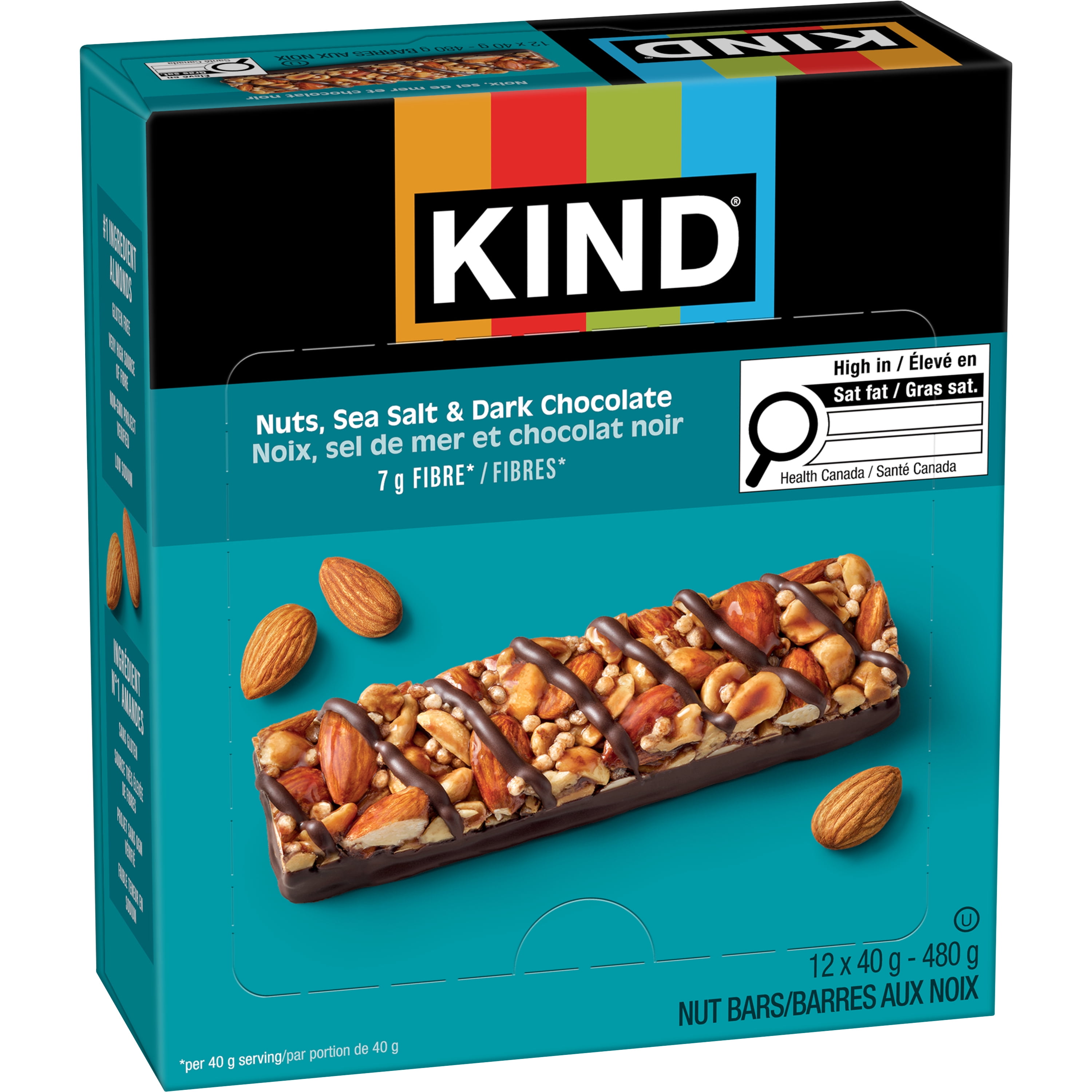 KIND Nuts Sea Salt & Dark Chocolate Bar, 40g, 12 Bars