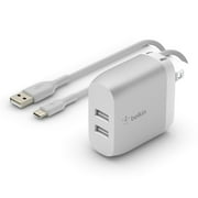 Belkin 24W Dual-Port USB-A Wall Charger   5ft. USB-C to USB-A Cable, Silver