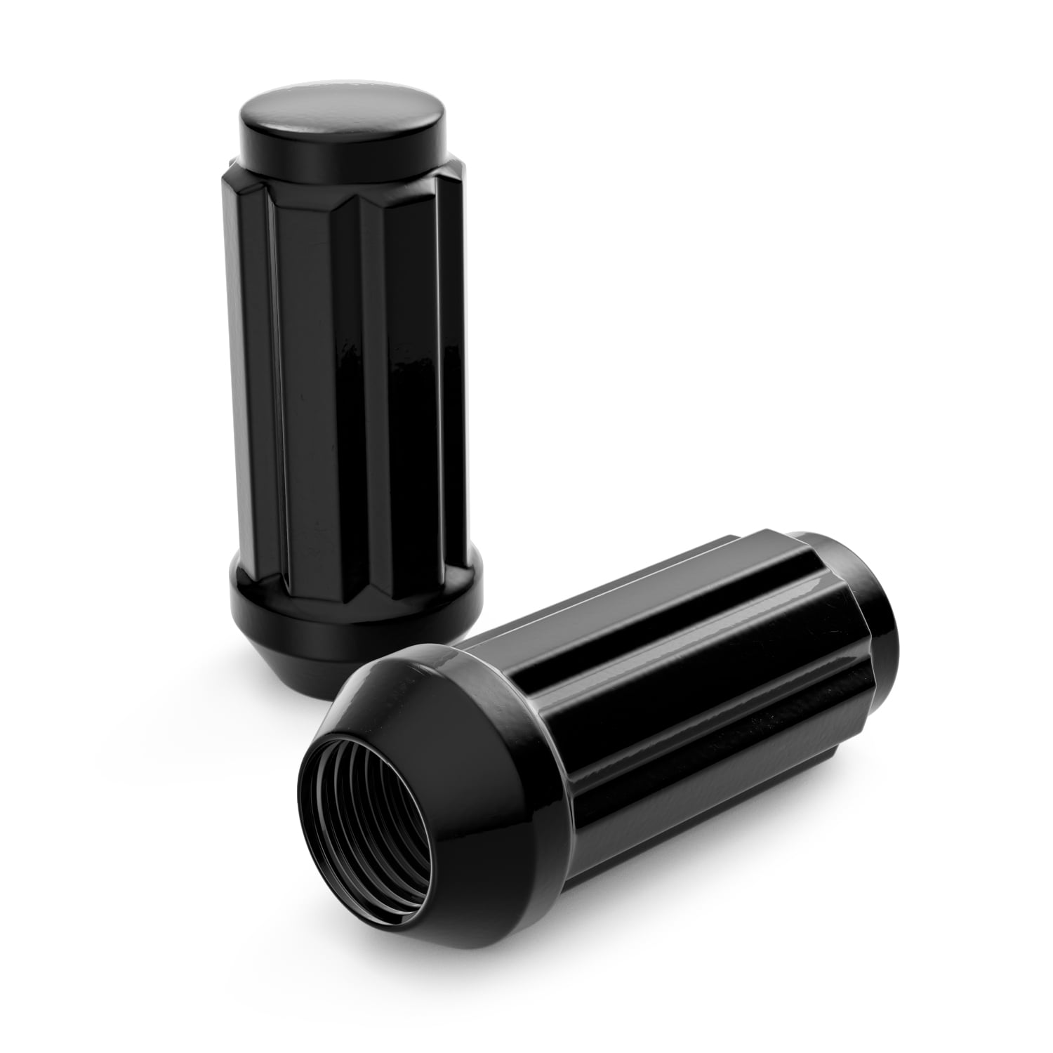 24pcs Black Spline Drive Lug Nuts - 14x2 Thread Size (Coarse) - 2 inch Length - Closed End - Cone Acorn Taper Seat - Includes 1 Socket Key Tool - Compatible with 6Lug Ford F150 Expedition Navigator