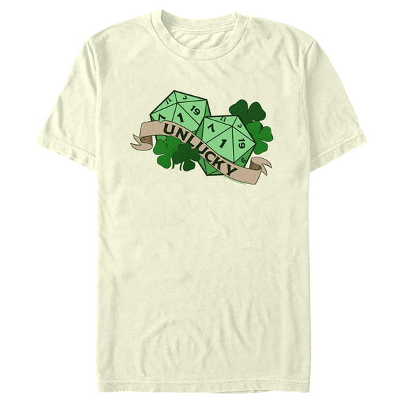 Men's Dungeons & Dragons St. Patrick's Day Unlucky Dice  Graphic Tee Beige Large