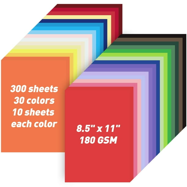 Cartulina de colores MAXECHO 8,5 x 11, 180 g/m², 300 hojas, 30 colores
