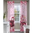 thumbnail image 4 of Valentine's Day Sheer Curtains 63 Inch Length 2 Panels Set for Living Room/Bedroom, Romantic Love Roses Truck Ombre Pink Kitchen Curtains Grommet Semi-Sheer Curtains Window Treatments 42"x63"x2, 4 of 7