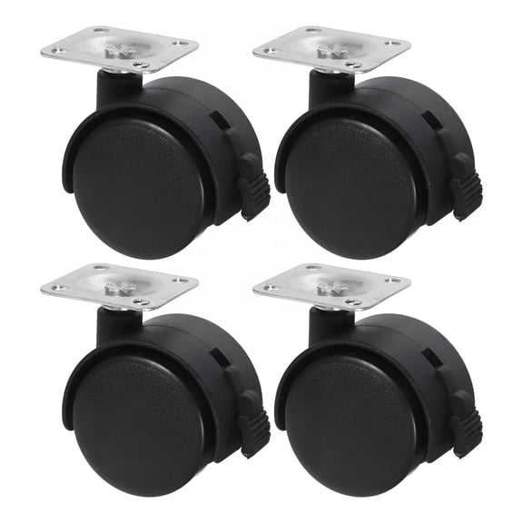 LAMIRO 4Pcs Swivel Furniture Castors Casters with Fixing Plate (Black) 2.16X1.77X1.18In