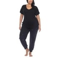 thumbnail image 2 of Honeydew Women's 2-piece Pajama Cotton Blend Embroidered Top and Pants Lounge Set-Black / S, 2 of 7