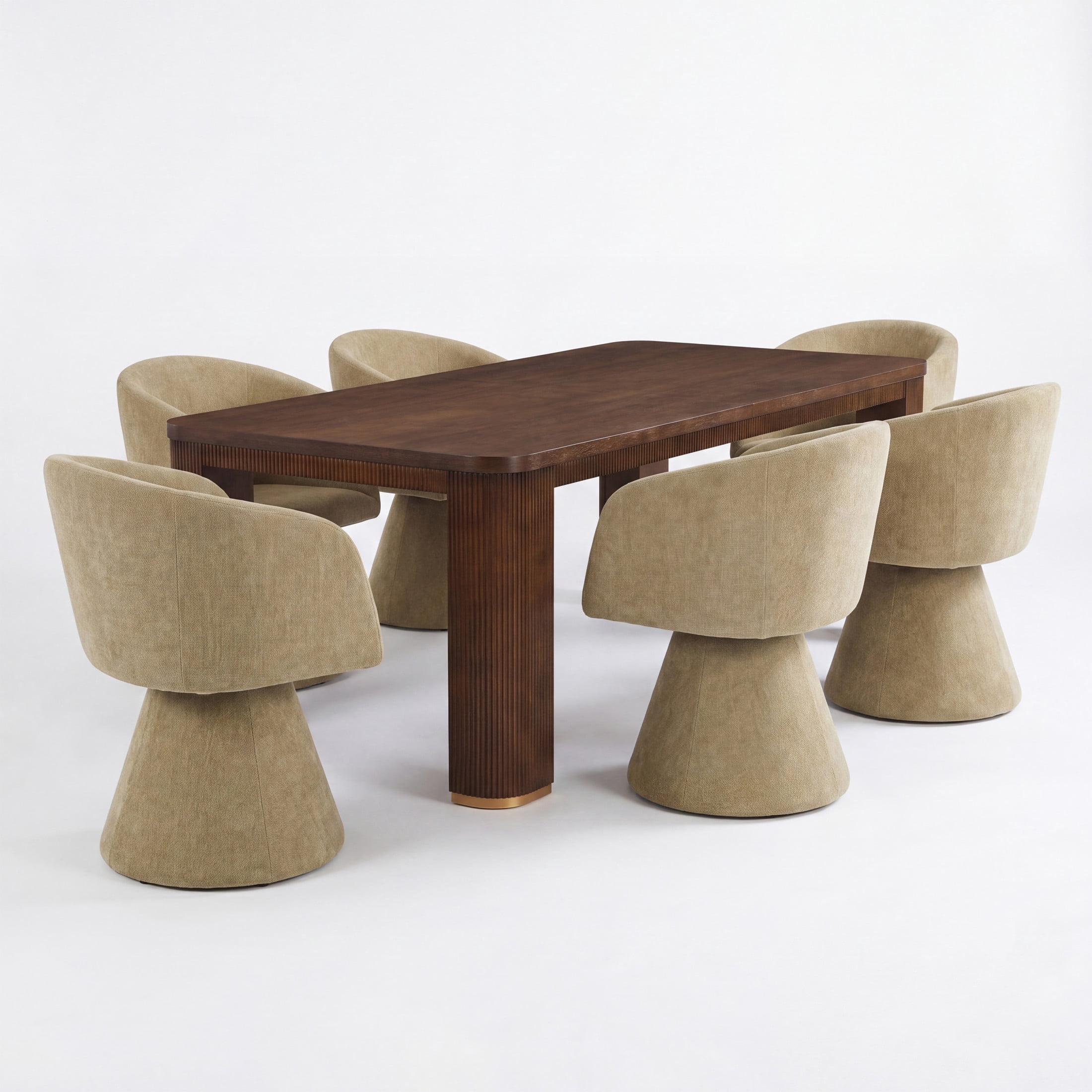 Christopher Knight Home 7-Piece Modern Dining Set, Swivel Upholstered Chairs and 90" Table, Walnut+Moss Green