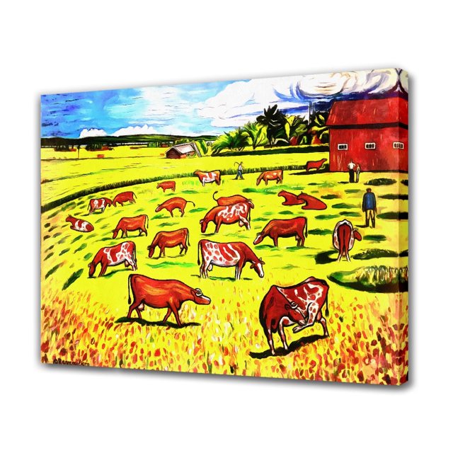 Póster de lienzo de ganado en los valles, decoración de dormitorio, paisaje deportivo, decoración de oficina, regalo, estilo marco, 12 x 18 pulgadas (30 x 45 cm)