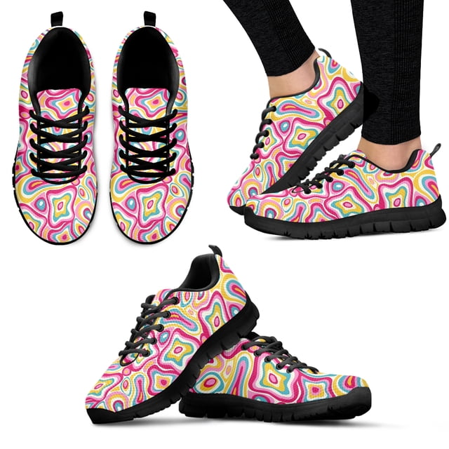 Zapatos de diseño psicodélico de colores de moda, zapatillas de tejido de punto con suela gruesa, zapatos ligeros para exteriores, zapatos de baloncesto