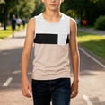 thumbnail image 6 of Asxite Toddler Boys Tank Top Contrast Color Pocket Sleeveless Crew Neck Casual Summer Blouses 3-14Y, 6 of 6