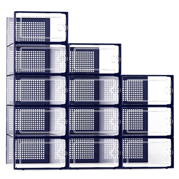 Cajas organizadoras para zapatos Kuject XL, paquete de 12 unidades, azules