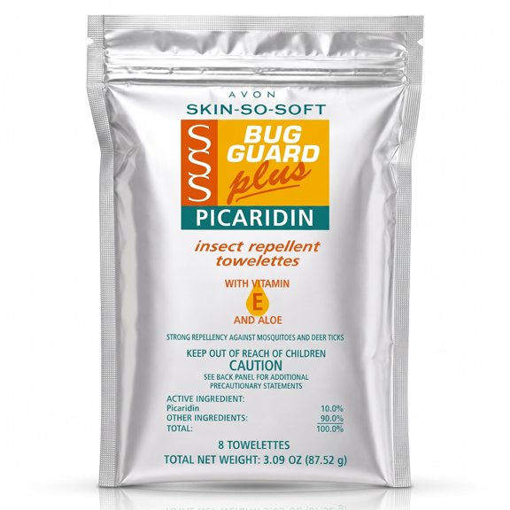 AVON Skin So Soft Bug Guard Plus Picaridin Insect Repellent Towelettes – DEET-Free Mosquito Repellent Wipes with Vitamin E & Aloe, Mosquito & Tick Protection, Individually Wrapped,16 CT EPA ID: 806-3