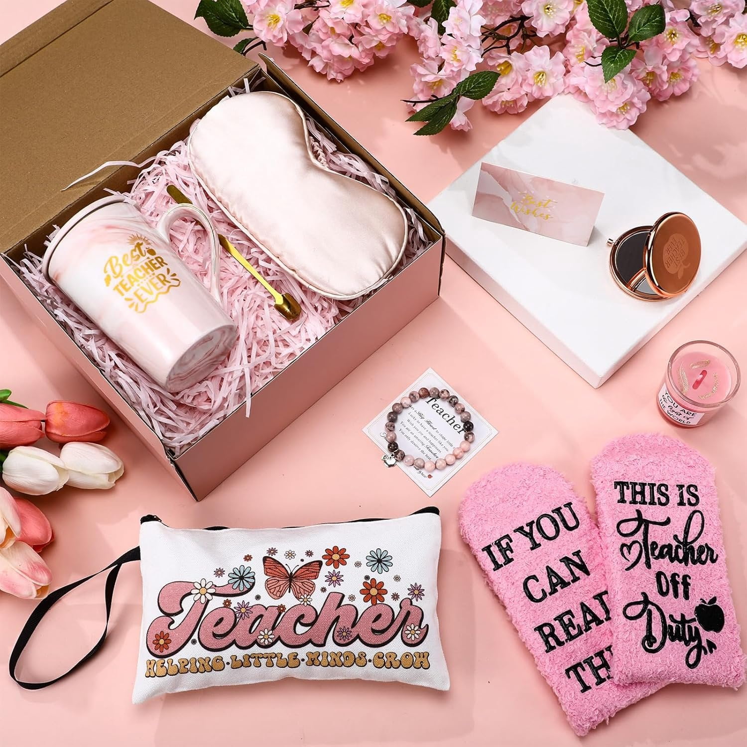 9 count Thank You Teacher Appreciation Gifts Set Ideas  School  Teacher Present Basket Box Farewell Appreciation Birthday Present from Students for  to School Graduation()